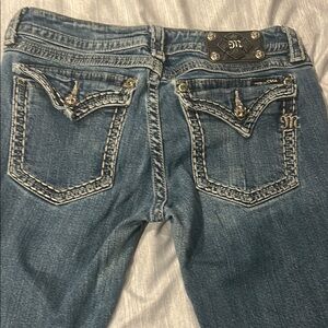 Miss Me Blue Boot Cut Jeans with Decorative Stitching